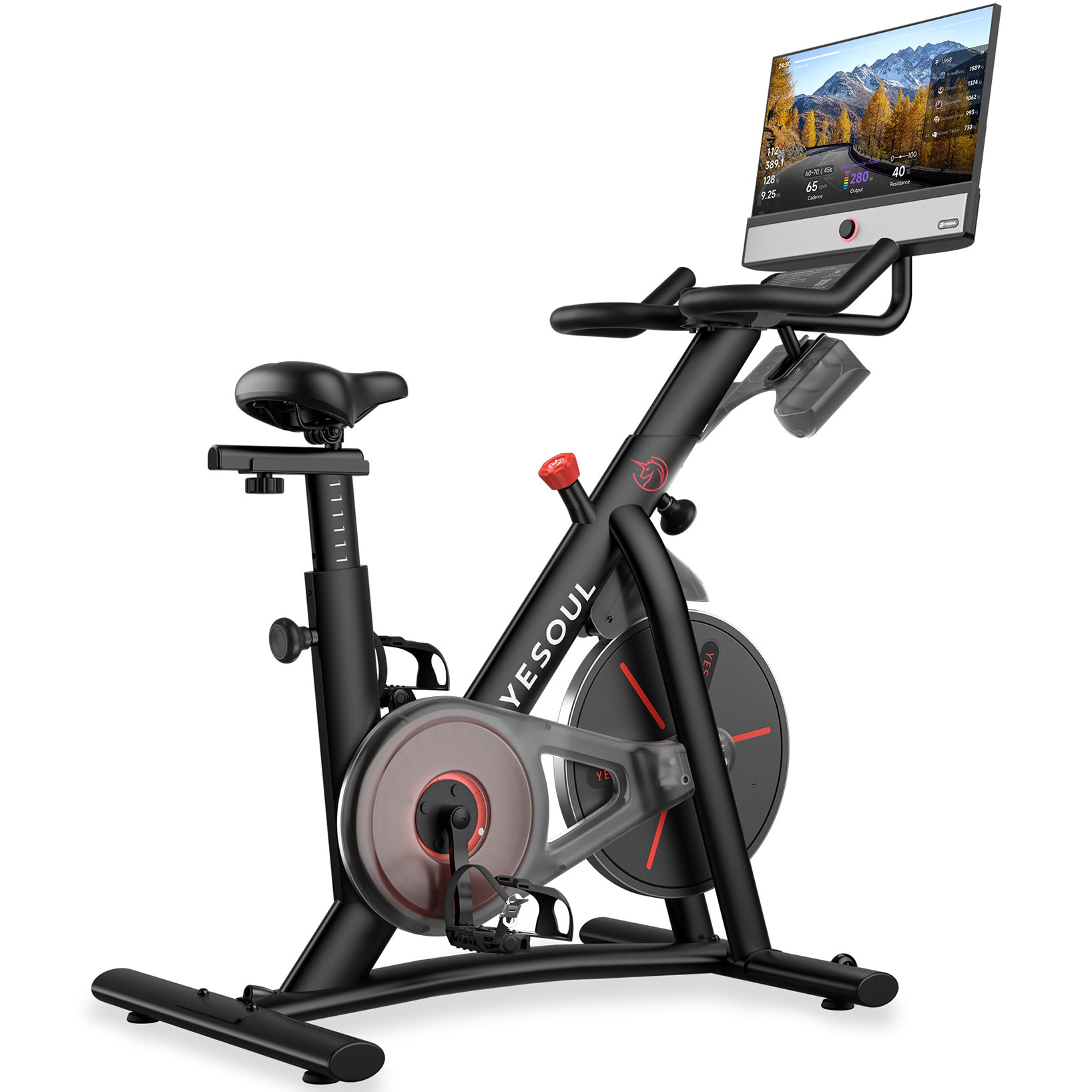 Fotografie Bicicleta fitness YESOUL Spinning Bike G1M Plus, Black, Display 21.5”, rezistenta magnetica, aplicatie mobila, soundbar