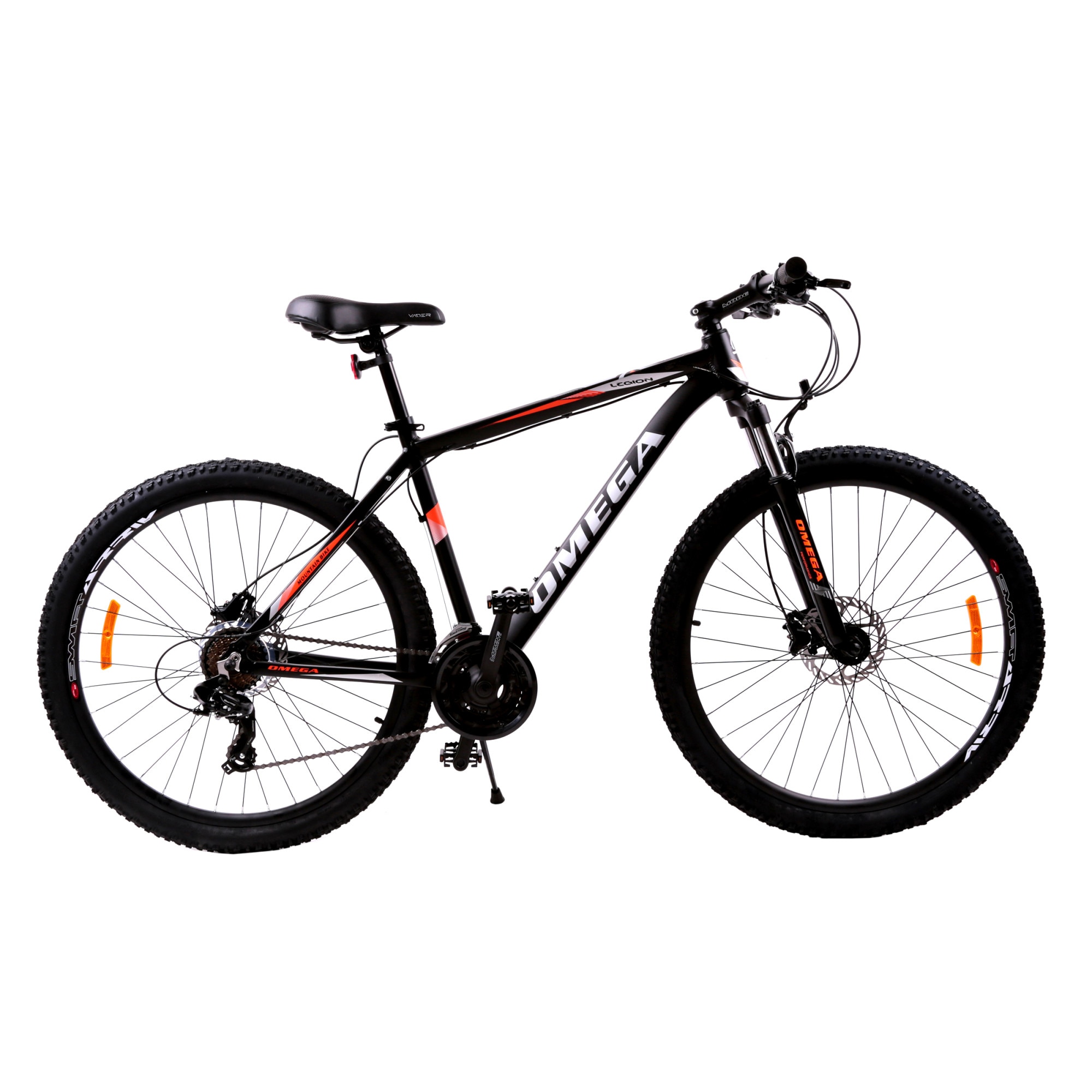Fotografie Bicicleta MTB 27.5" Omega Legion, cadru aluminiu, frane pe disc hidraulice, negru/portocaliu