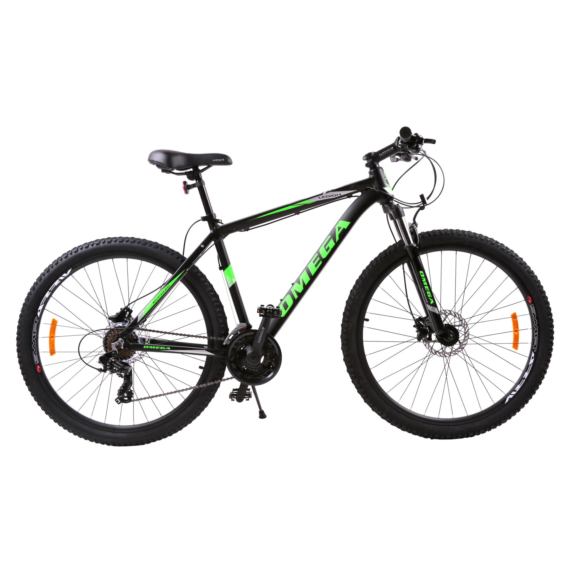 Fotografie Bicicleta MTB 27.5" Omega Legion, cadru aluminiu, frane pe disc hidraulice, negru/verde