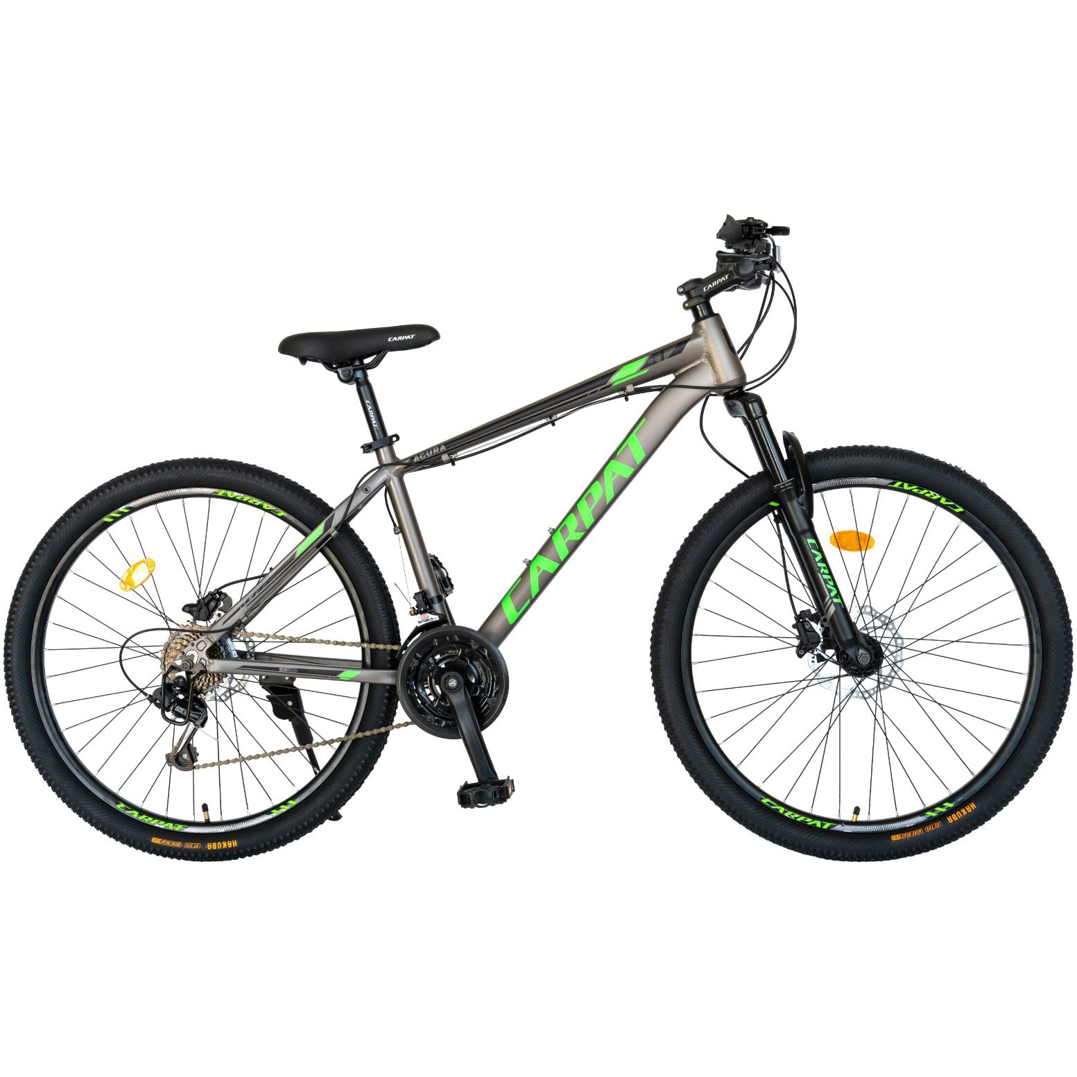 Fotografie Bicicleta MTB Carpat Acura C2799H, 27.5 inch, 21 viteze, cadru aluminiu, frane hidraulice, gri/negru/verde