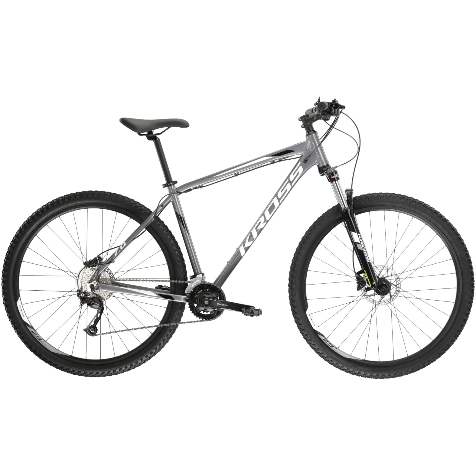 Fotografie Bicicleta MTB KROSS Hexagon 7.0, 29 inch, marime L, gri/alb