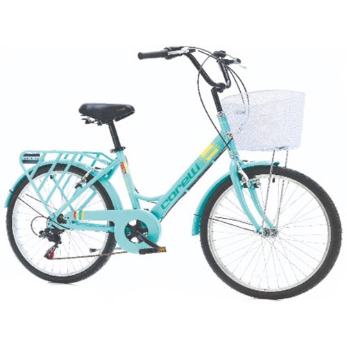 Fotografie Bicicleta oras dama 24" SQUAB, transmisie Shimano RS Revoshifter, marime M, culoare verde-gri, accesorii city incluse