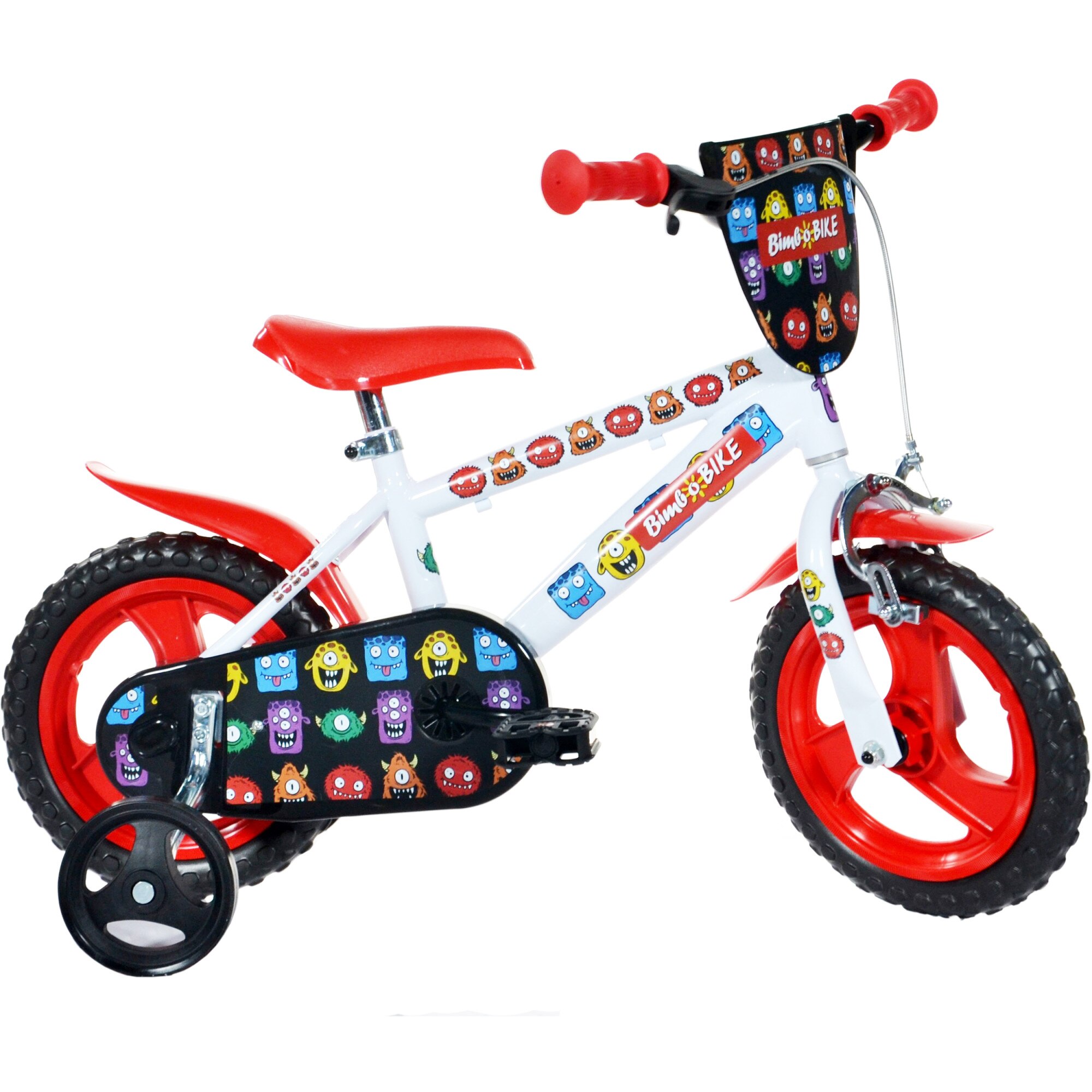 Fotografie Bicicleta pentru copii Bimbo Bike Monster 12 inch, 1 viteza, alb/negru/rosu