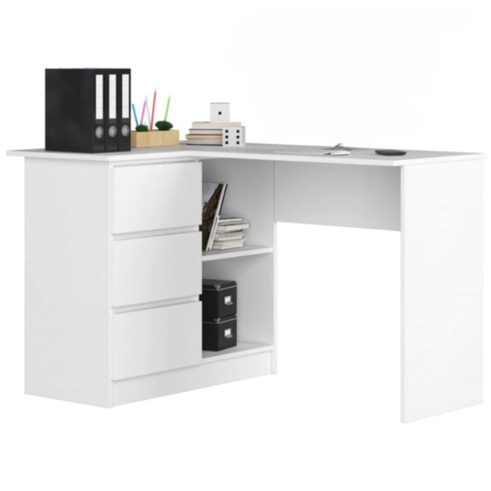 Fotografie Birou de colt KringX Origo,124x85x75 cm, include 3 sertare, culoare alb