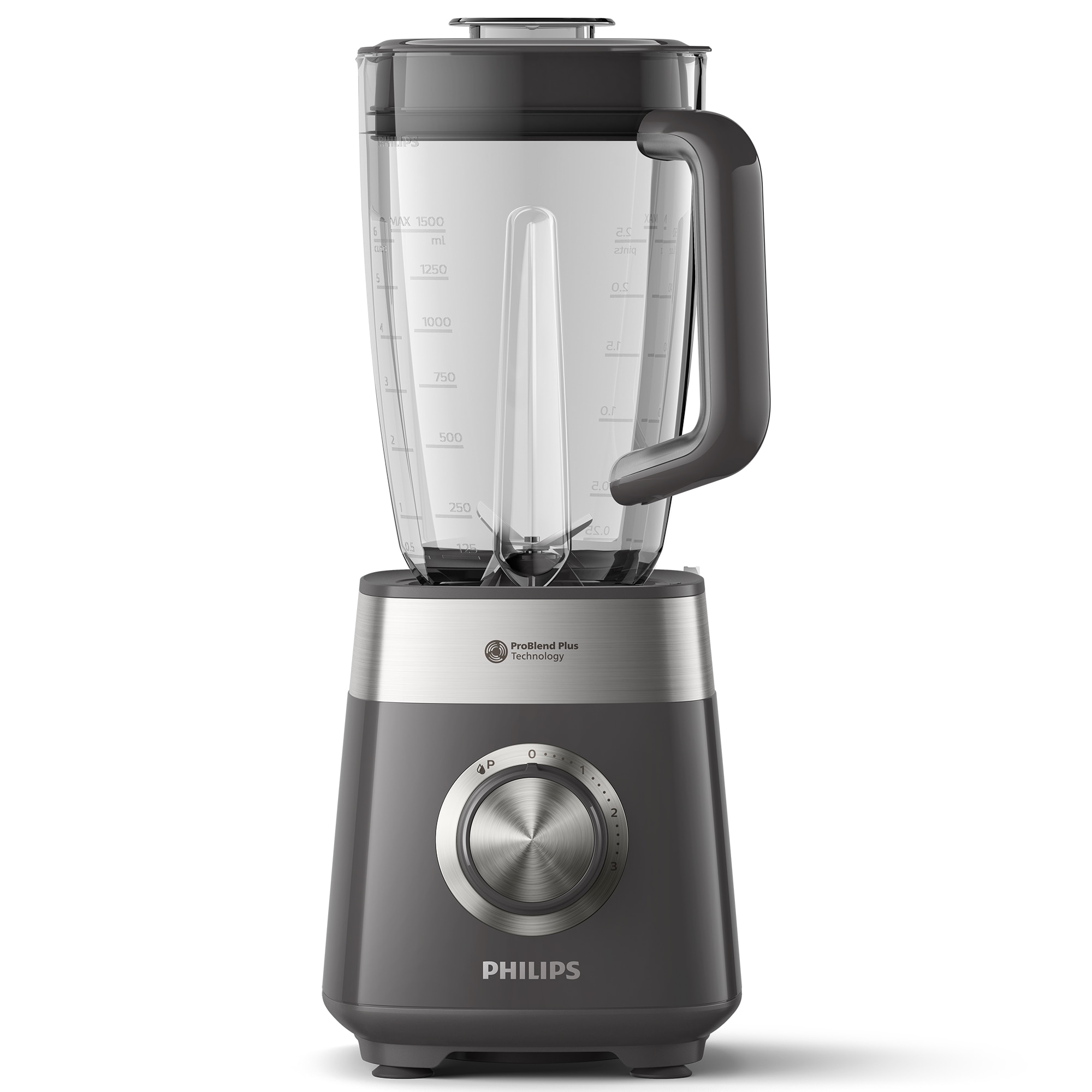 Fotografie Blender Philips HR3020/20 Seria 5000, 1000 W, Lame noi ProBlend Plus, Vas cu straturi ProBlend Plus, 3 viteze plus Impuls, Lame detașabile, capacitate 2 litri, Gri inchis