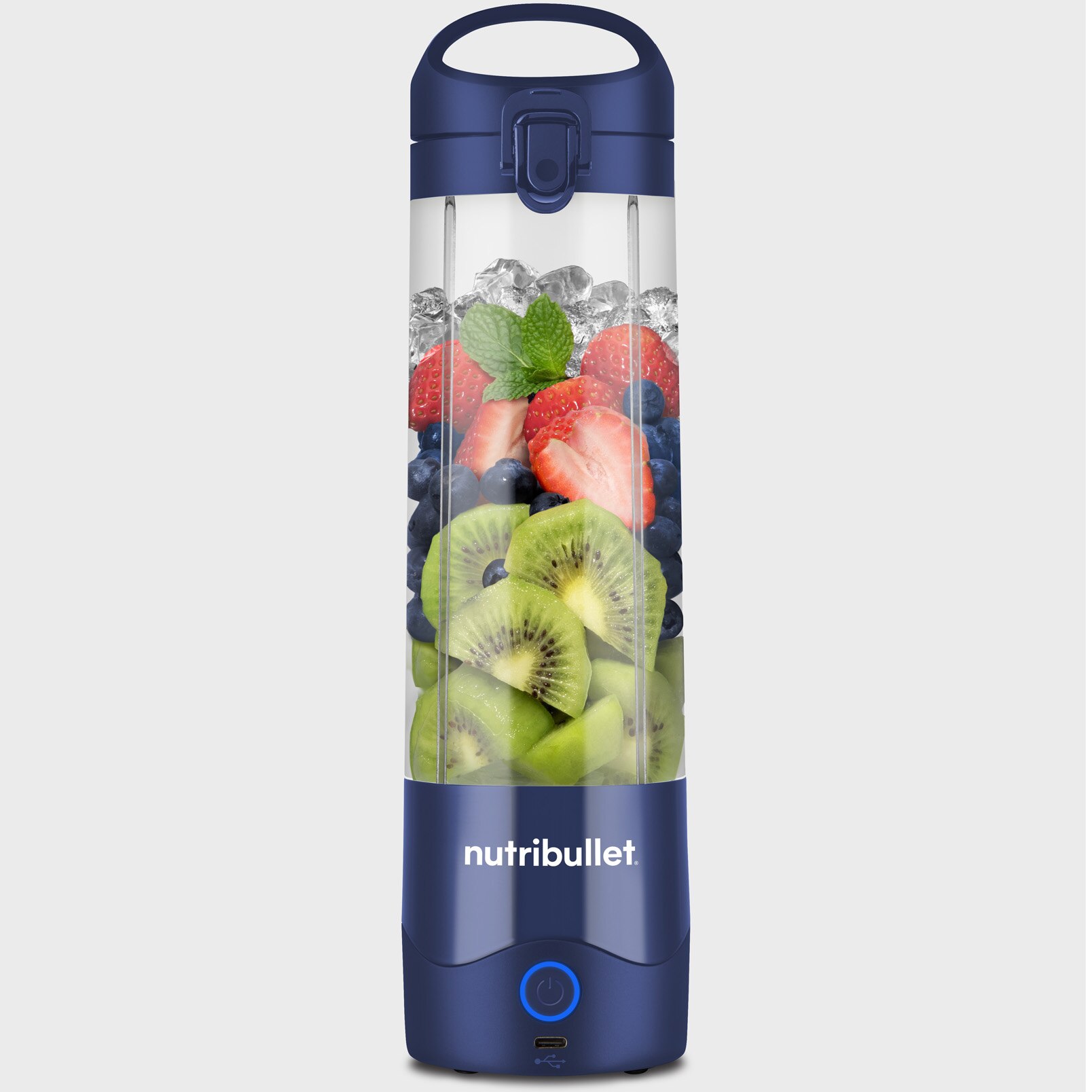 Fotografie Blender portabil Nutribullet® OC003NBL, capacitate 475 ml, 15 utilizari per incarcare, USB-C, albastru
