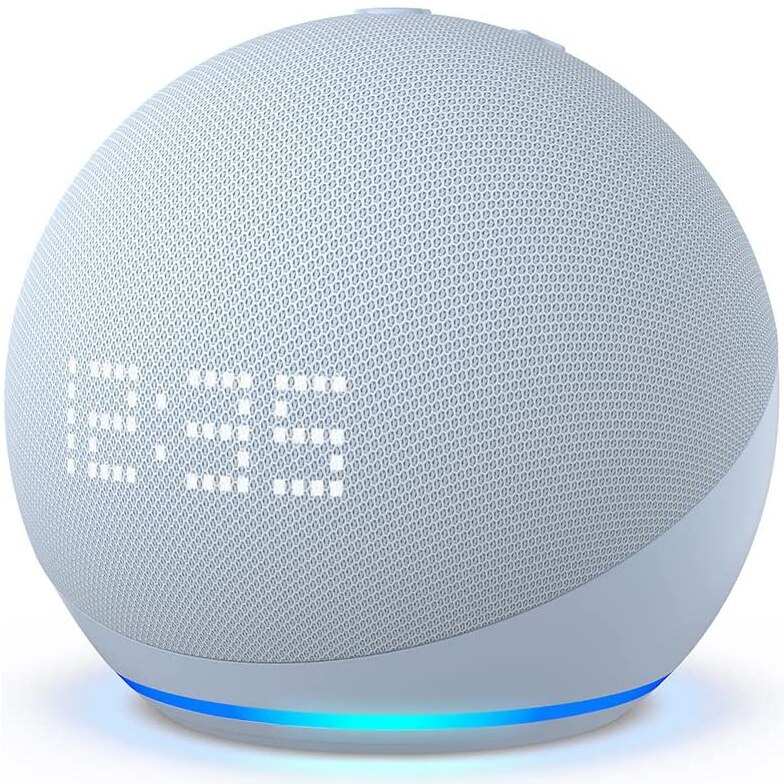 Fotografie Boxa inteligenta cu ceas Amazon Echo Dot 5, Control Voce Alexa, Wi-Fi, Bluetooth, Albastru