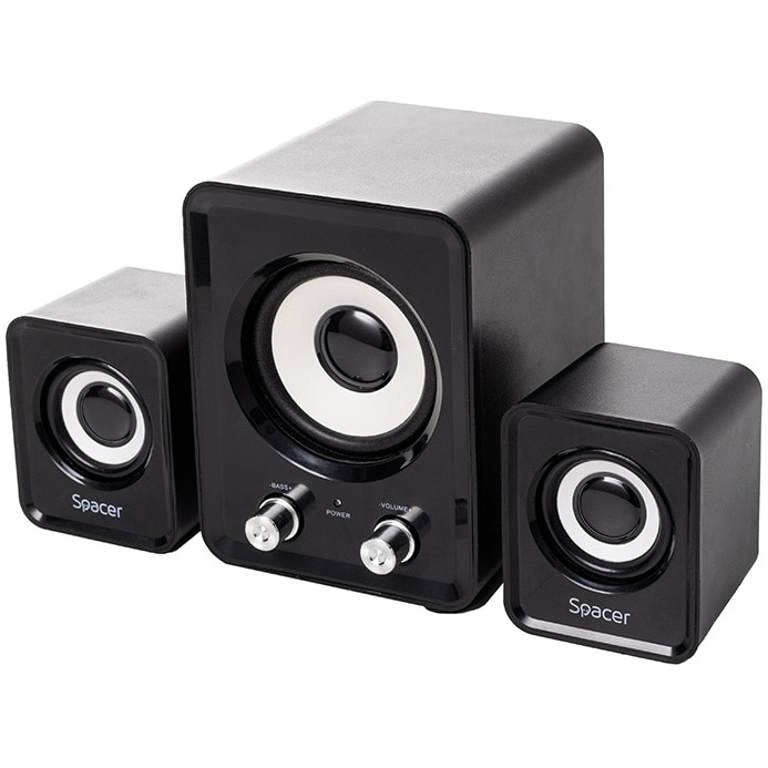 Fotografie Boxe Spacer 2.1, RMS: 11W (2 x 3W + 5W), control volum, USB power, Negru