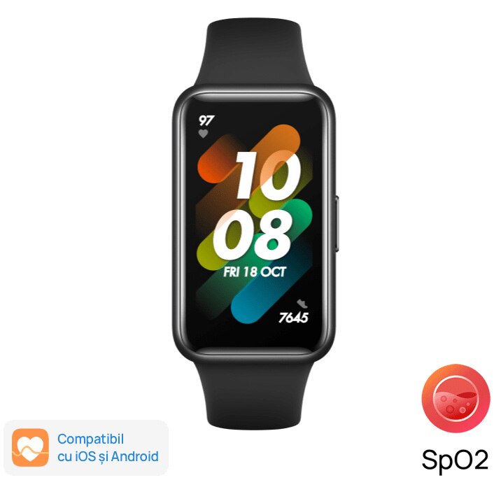 Fotografie Bratara fitness Huawei Band 7, Silicone Strap, Graphite Black