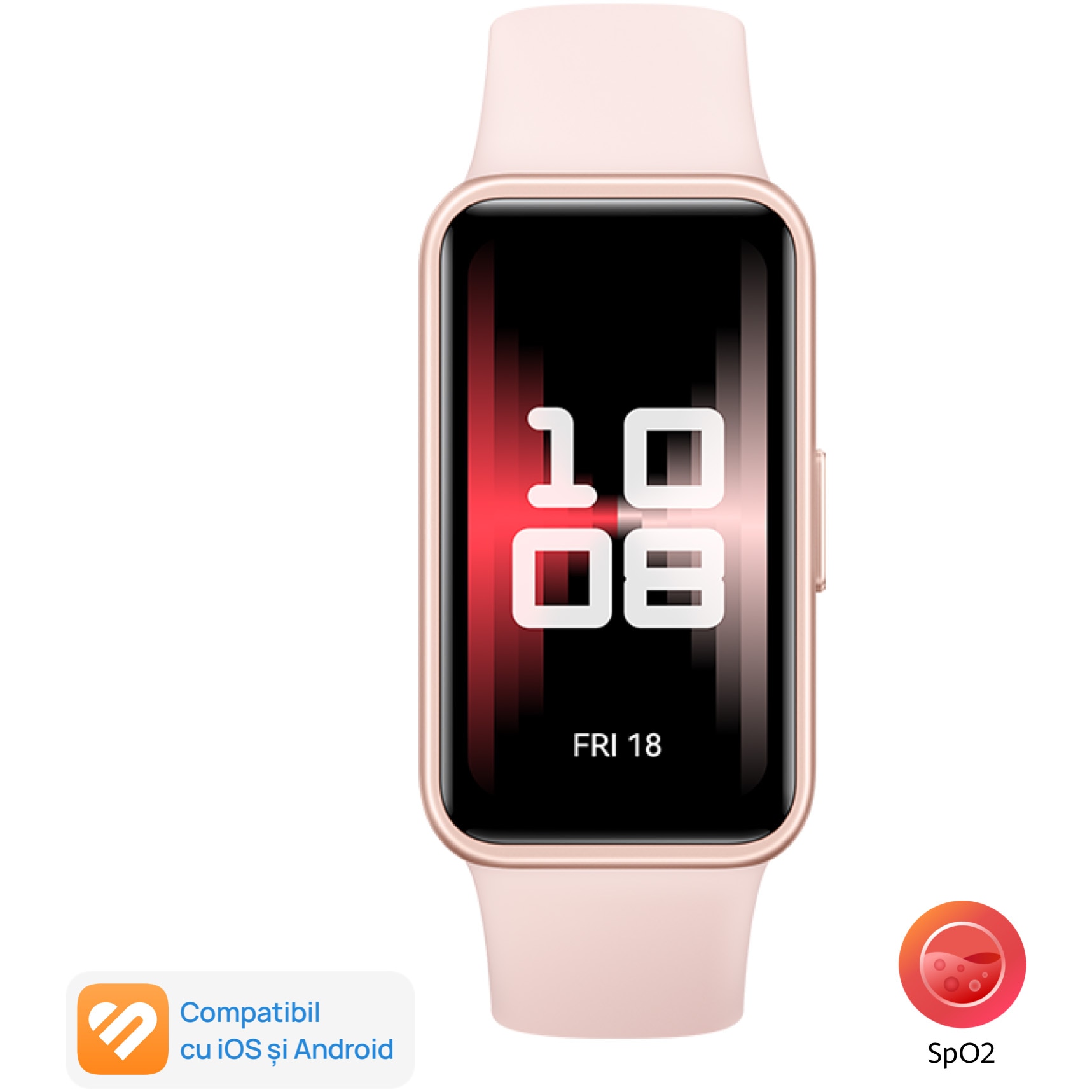 Fotografie Bratara fitness Huawei Band 9, Charm Pink Body with Charm Pink Fluoroelastomer Strap