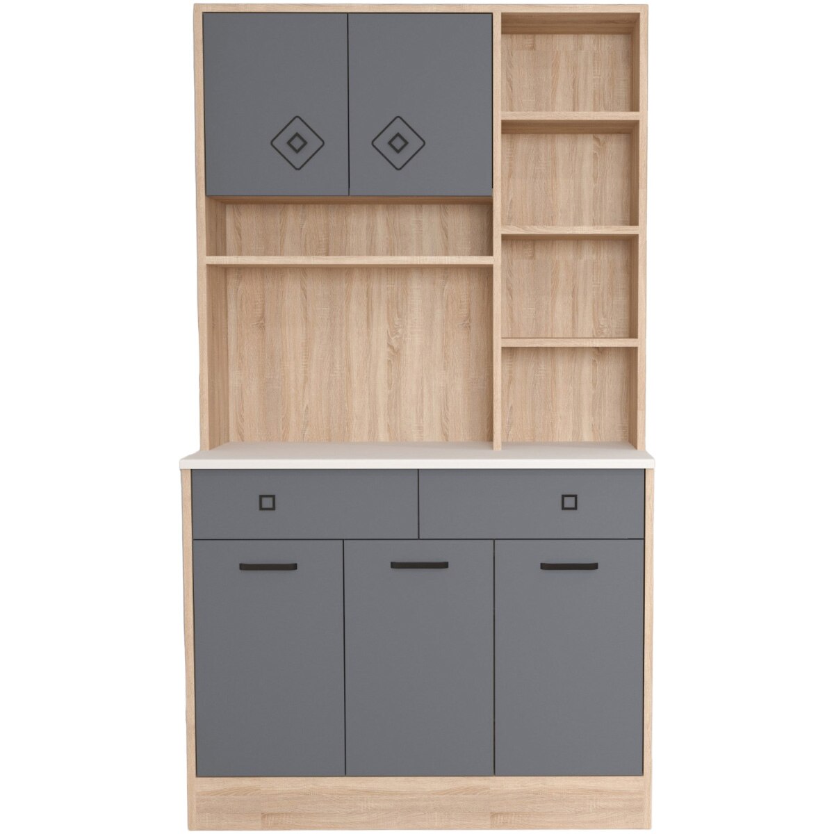 Fotografie Bufet de bucatarie KringX Smarty, 100x41x181 cm, culoare sonoma/grafit