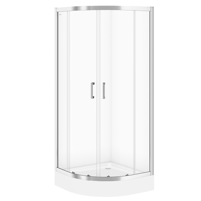 Fotografie Cabina de dus Cersanit Basic, semi-rotunda, 80X80X185cm, sticla transparenta