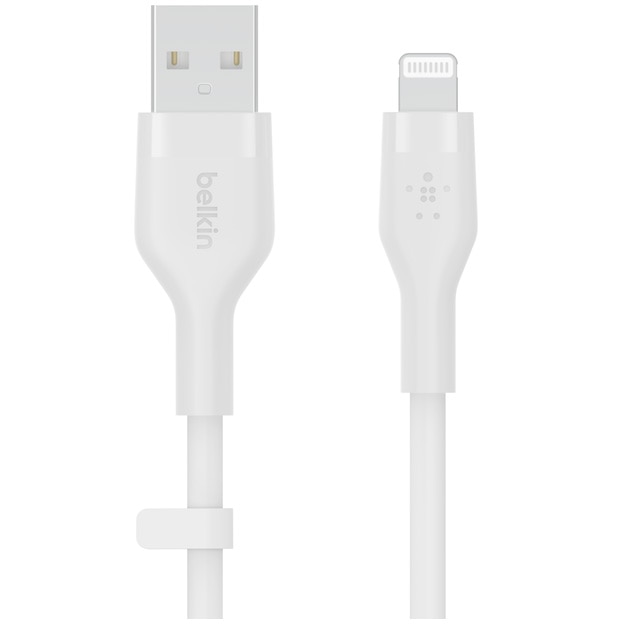 Fotografie Cablu de incarcare Belkin, Boost Charge Flex, Silicon, USB-A la Lightning, 1M, Alb