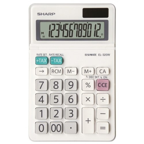 Fotografie Calculator de birou SHARP 12 digits, dual power, ecran rabatabil,EL-320W - alb