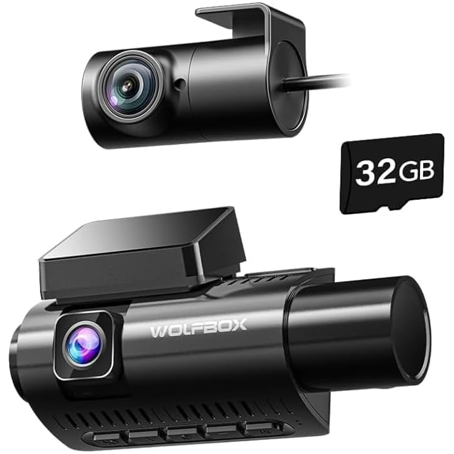 Fotografie Camera auto de bord Wolfbox i07 4K+1080P, WiFi, Super IR Night Vision, 150°, ecran 3", GPS, aplicatie dedicata, G-sensor si monitorizare parcare