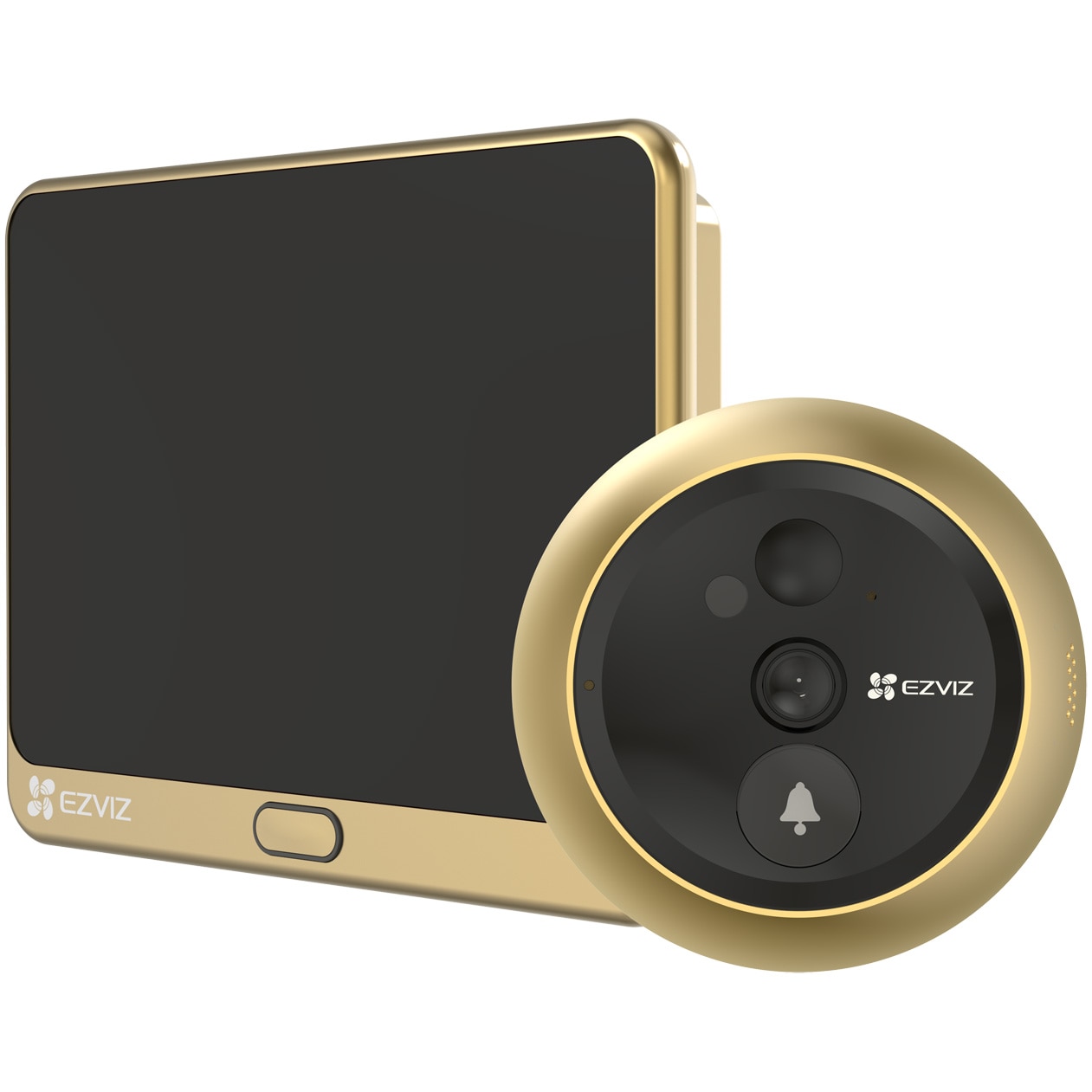 Fotografie Camera de supraveghere si sonerie Ezviz DP2C, 2MP, Viziune nocturna IR5m, Baterie 4600mAh, Ecran color de 4.3", Unghi larg de 155°, Senzor PIR, Audio bidirectional, Microfon, Senzori de temperatura si lumina, Stocare MicroSD 256GB si Ezviz CloudPlay