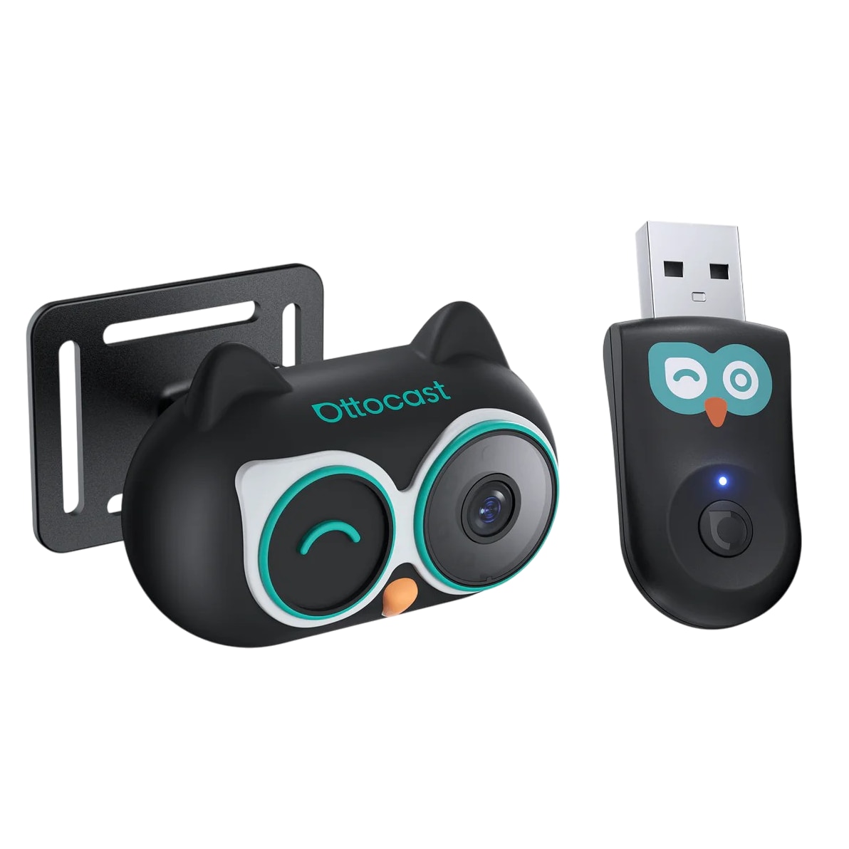 Fotografie Camera de supraveghere Wireless Ottocast CA520 CarPlay multimedia 2-in-1 & Android Auto + Baby video monitor pentru masina 1080p, Plug&Play, Negru