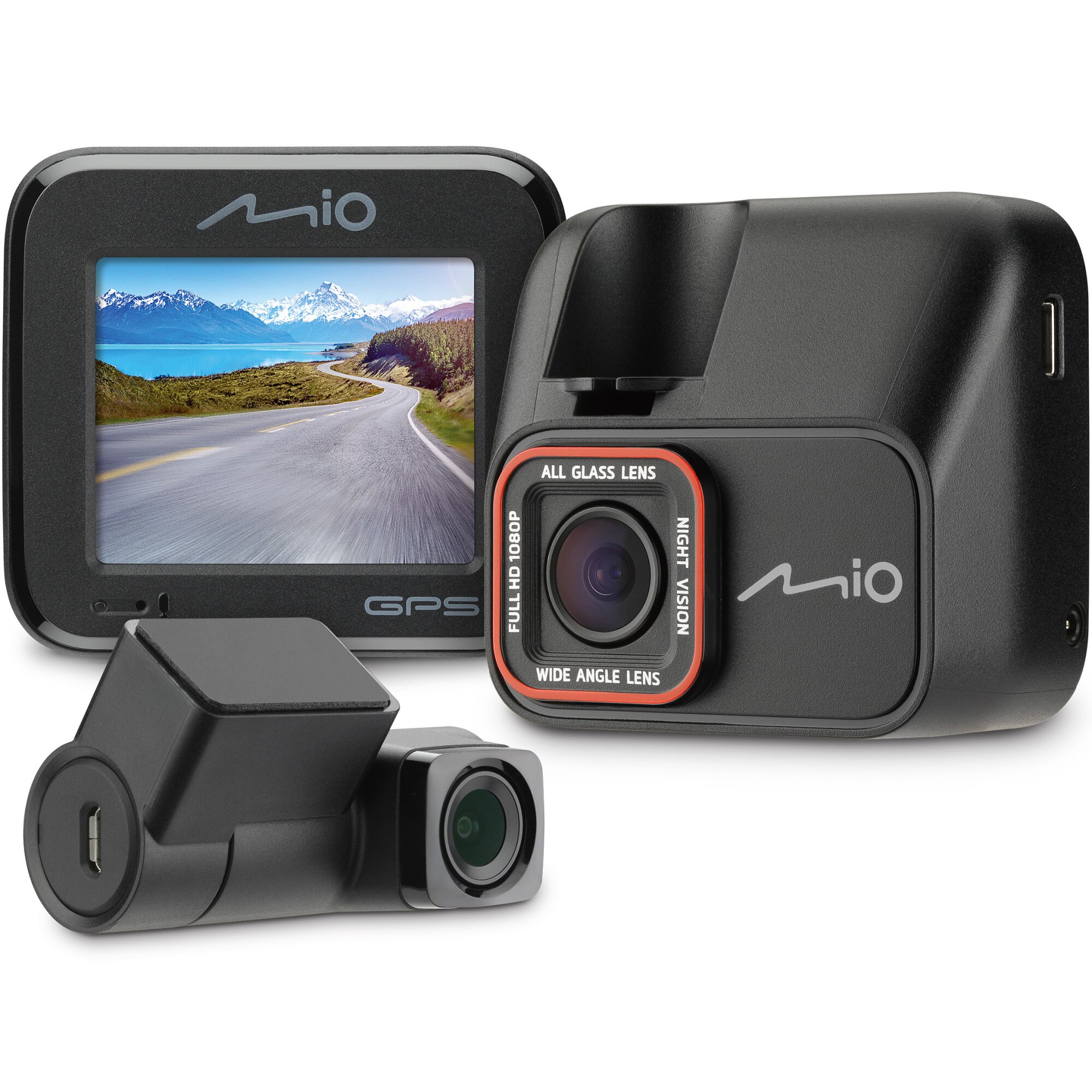 Fotografie Camera video auto duala Mio MiVue C588T, Senzor Sony Starvis CMOS, Full HD, Alerta radar fix, Negru