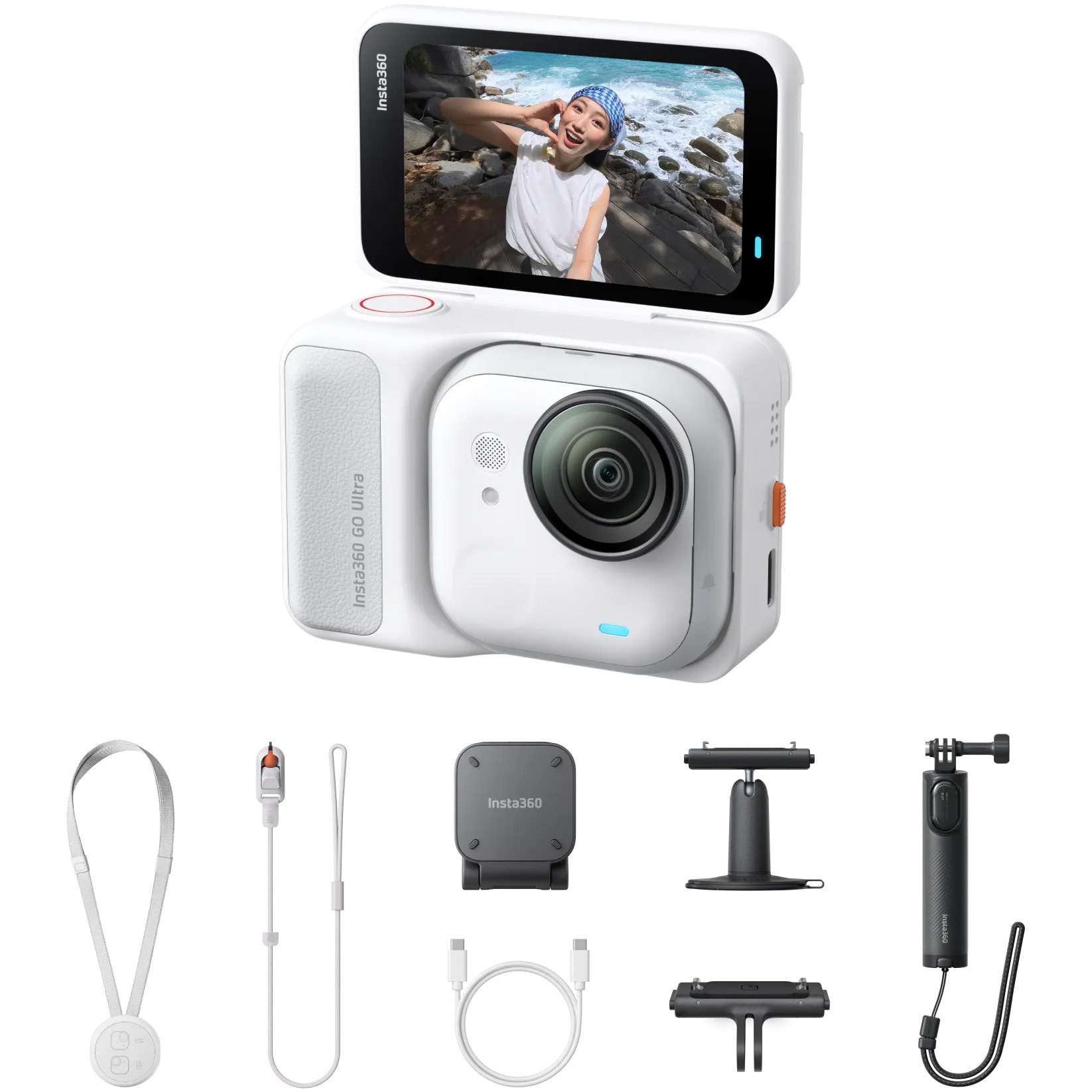 Fotografie Camera Video Sport Insta360 GO Ultra, 4K60fps, Creator Bundle, Arctic White