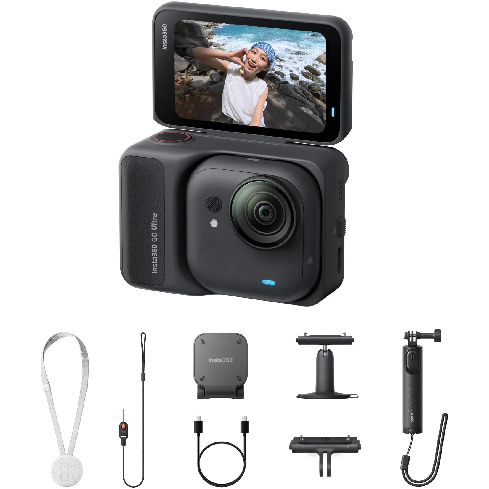 Fotografie Camera Video Sport Insta360 GO Ultra, 4K60fps, Creator Bundle, Midnight Black