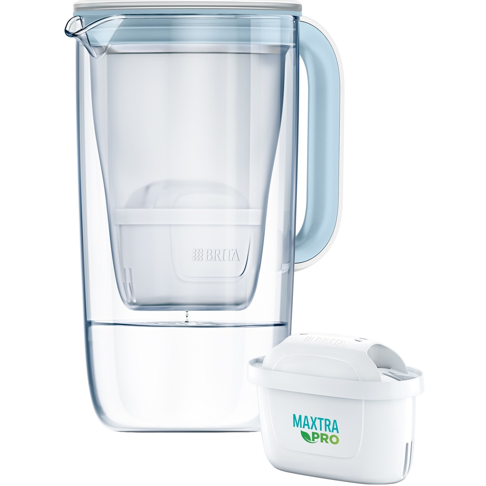 Fotografie Cana filtranta Brita Maxtra PRO, din sticla, 2.5 L, 1 cartus filtrant tip Maxtra Pro, bleu