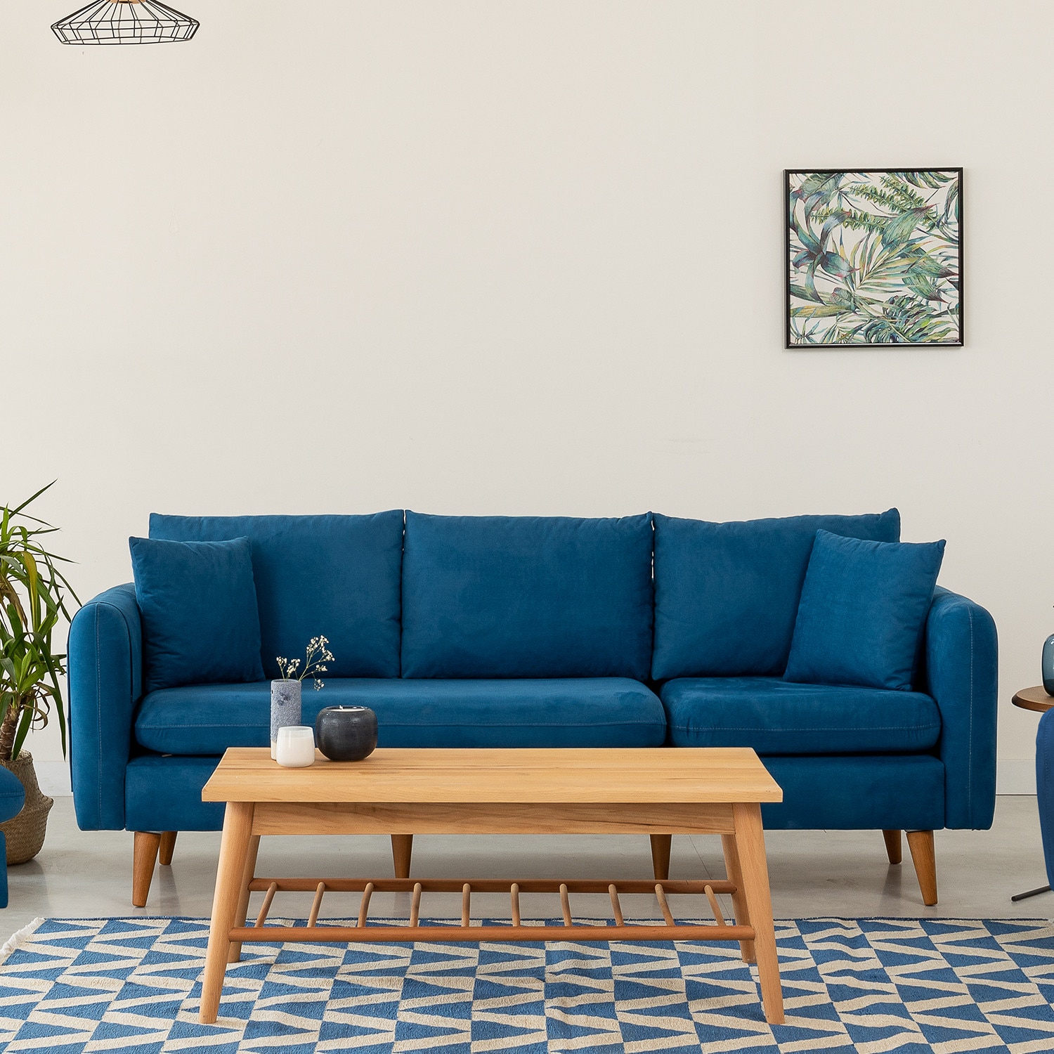 Fotografie Canapea fixa cu 3 locuri Atelier Del Sofa Sofia, 215x91x85cm, Albastru inchis