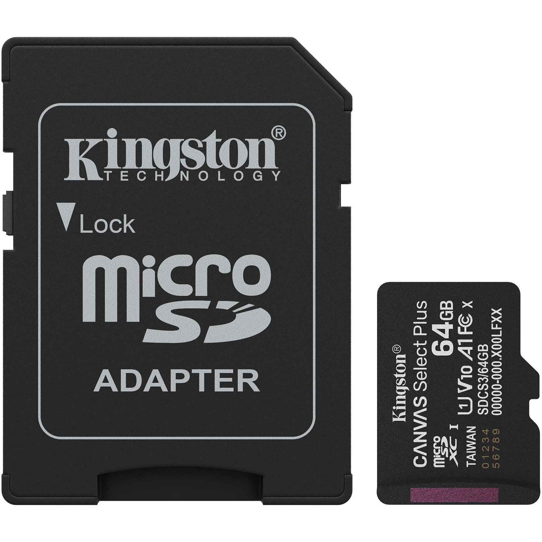 Fotografie Card de Memorie MicroSDXC Kingston, 64GB, Select Plus, Clasa 10 UHS-I, Cu adaptor