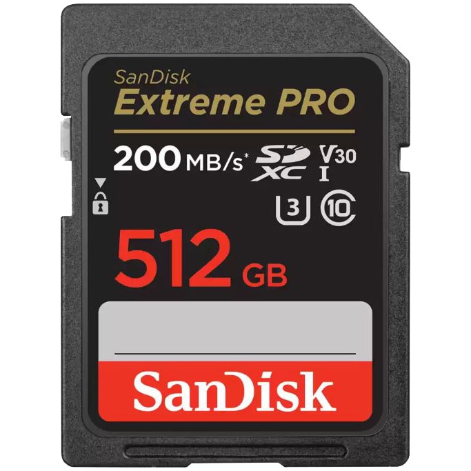 Fotografie Card de memorie SanDisk Extreme PRO 512GB SDXC pana la 200MB/s & 140MB/s Read/Write speeds, UHS-I, Class 10, U3, V30