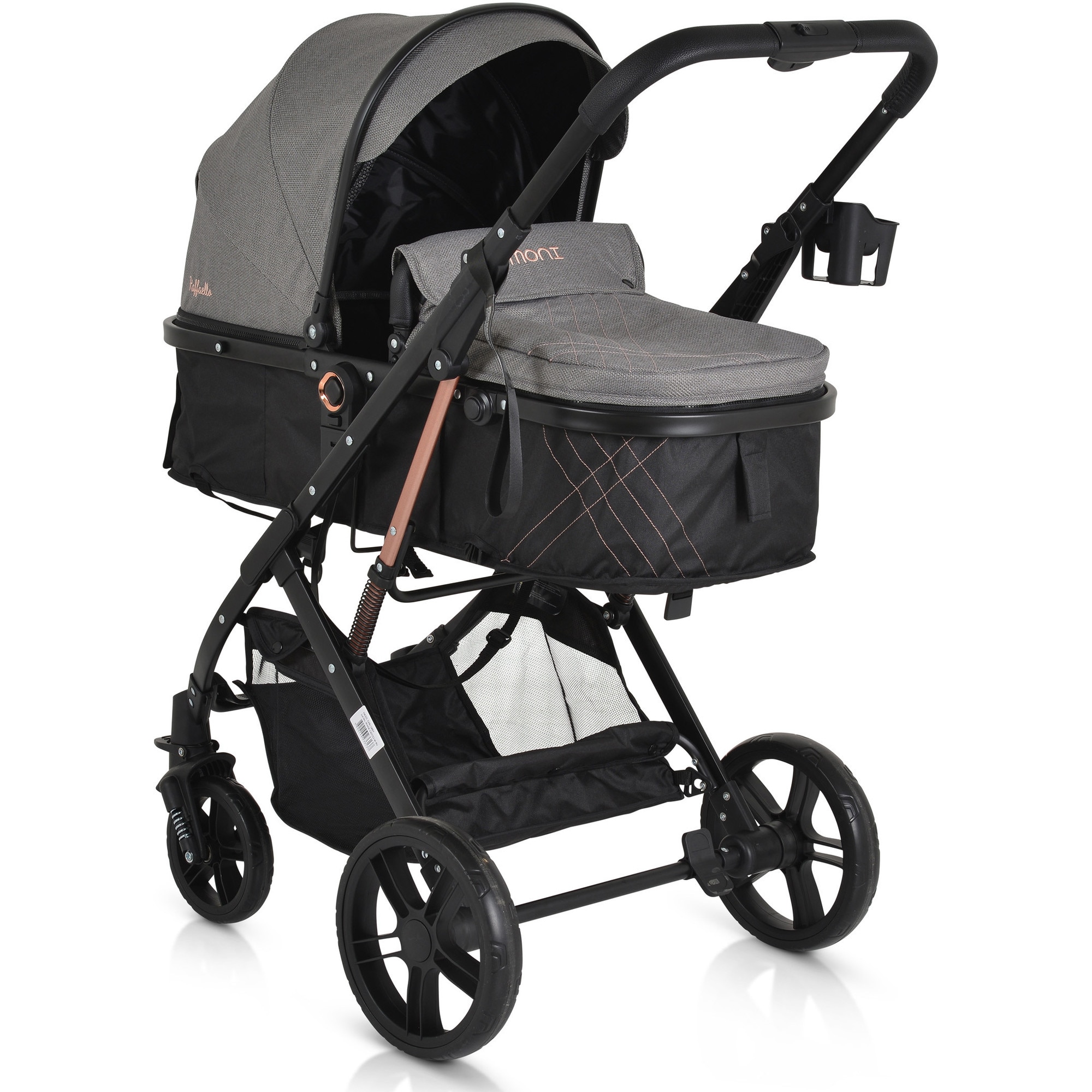 Fotografie Carucior copii Rafaello, Moni, reversibil, pliabil, 0-15 kg, Gri