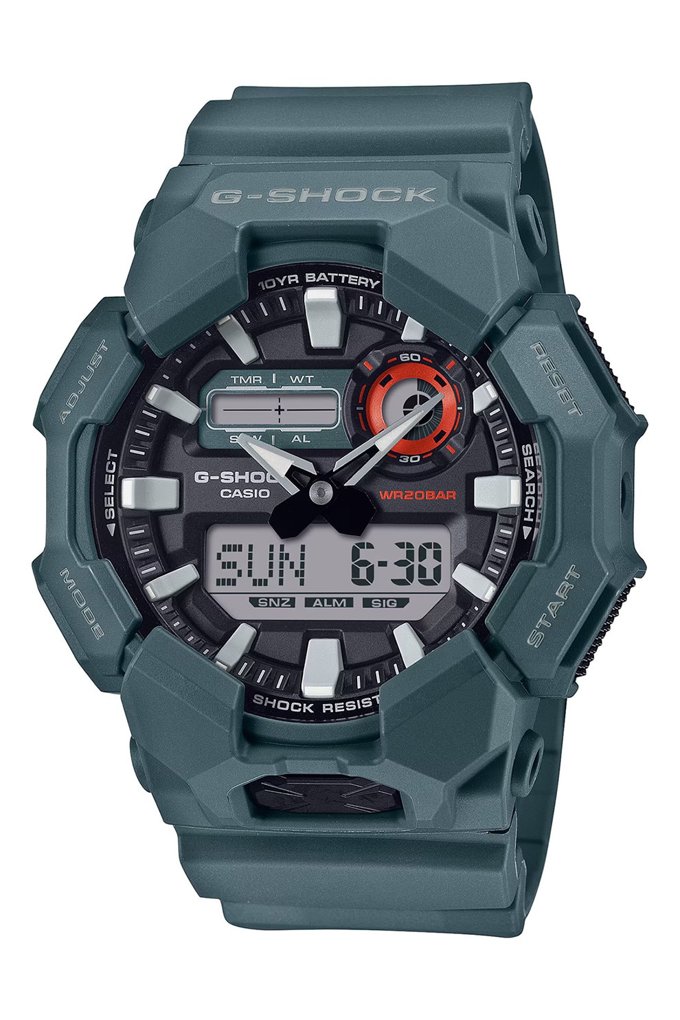 Fotografie Casio, Ceas analog-digital cu functii multiple, Argintiu, Verde pal