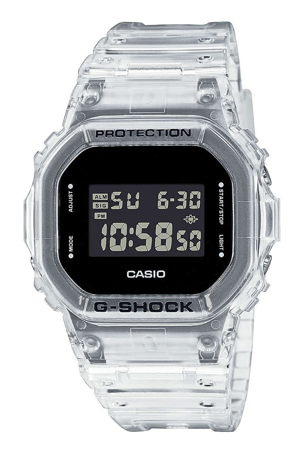 Fotografie Casio, Ceas digital cu aspect transparent G-Shock, Alb