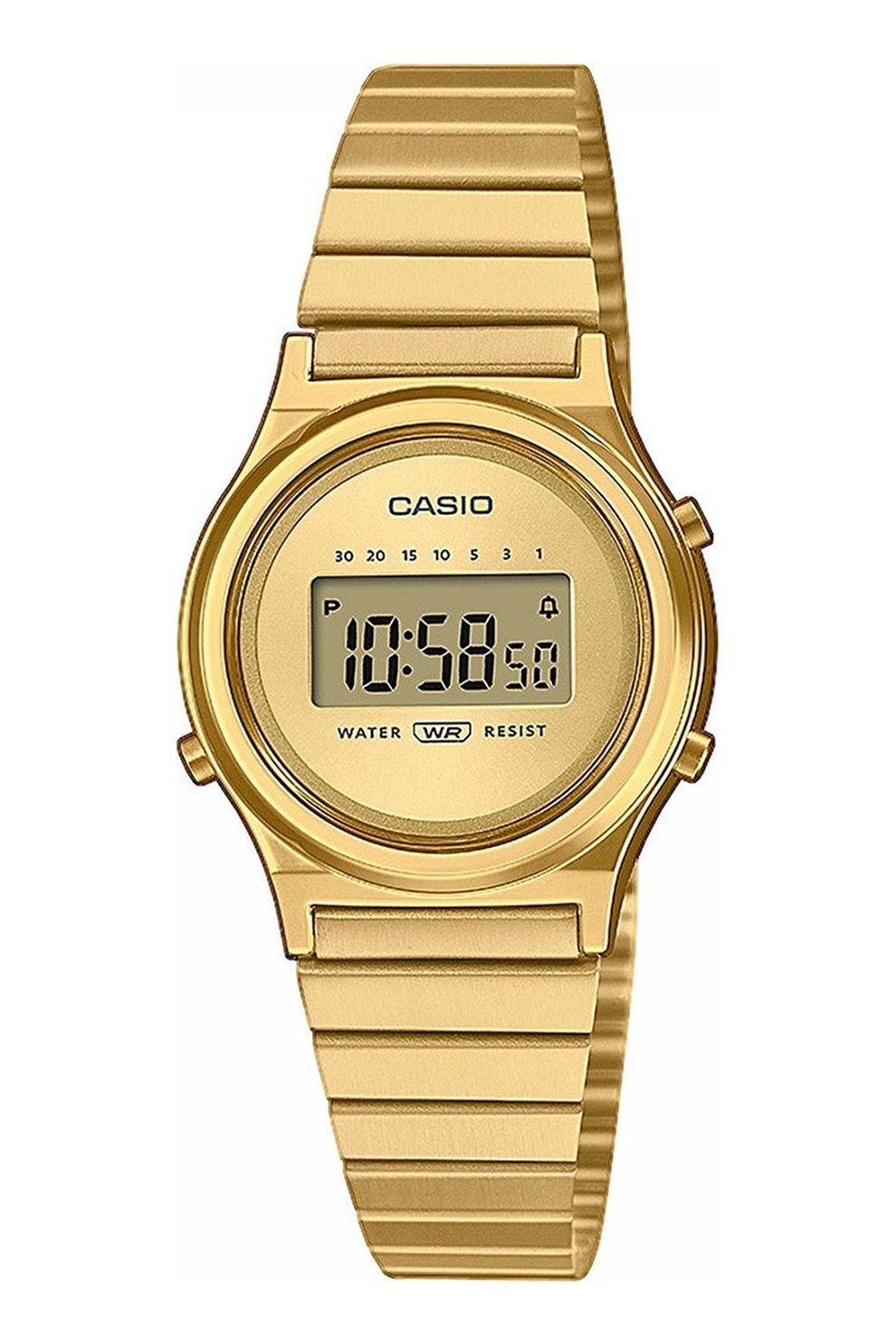 Fotografie Casio, Ceas digital cu o bratara de otel inoxidabil, Auriu