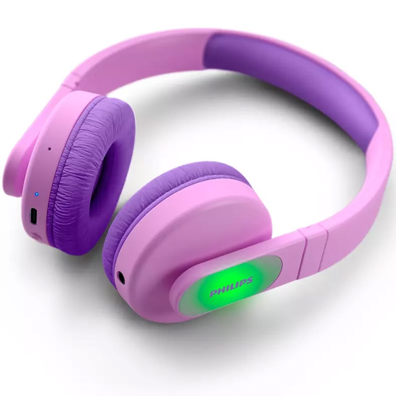 Fotografie Casti audio over the ear Philips Kids, Lighting, Bluetooth, autonomie 28 ore, roz