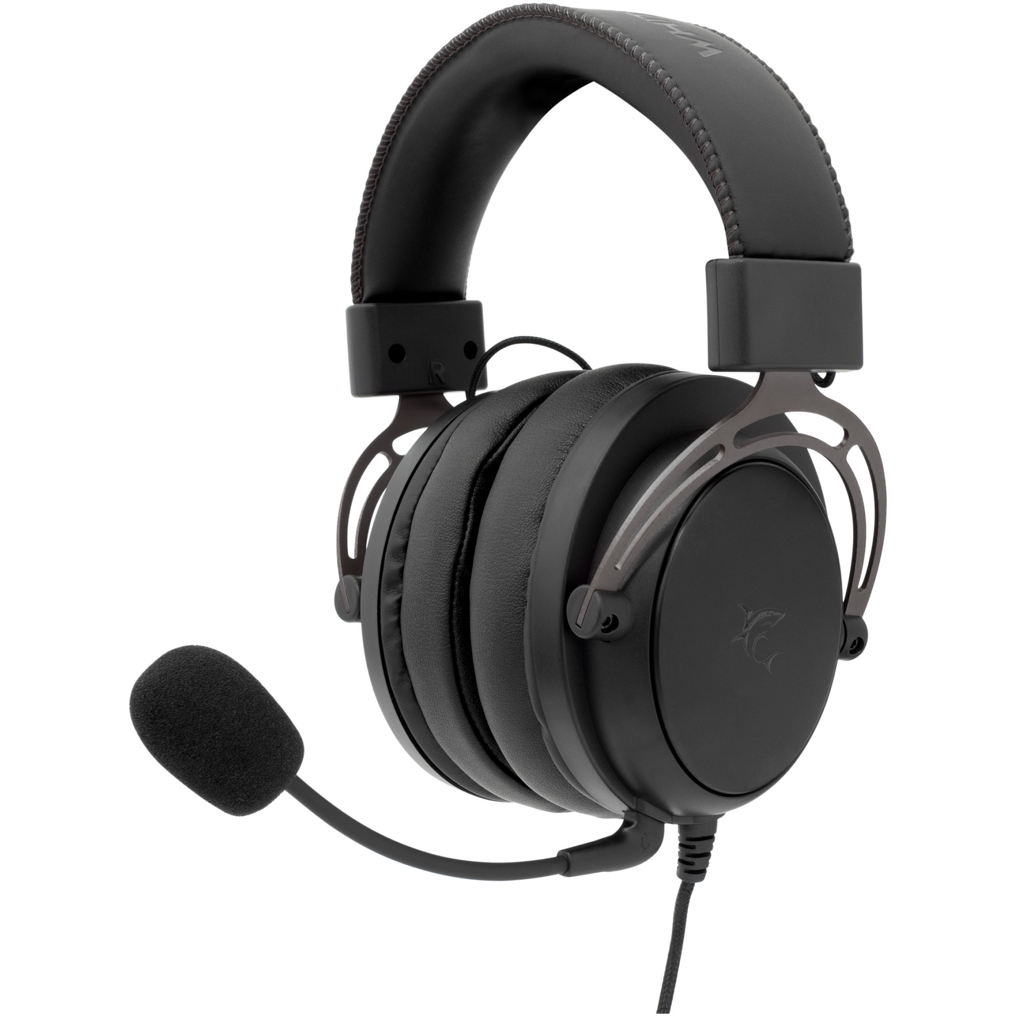 Fotografie Casti Gaming cu fir White Shark GORILLA Over-Ear, Stereo, 53mm Driver, Microfon Detasabil Omnidirectional, ON/OFF si Control Volum pe Casca, Cablu braided 2m, PC, PS4/5, XBOX, MAC, Jack 3.5mm
