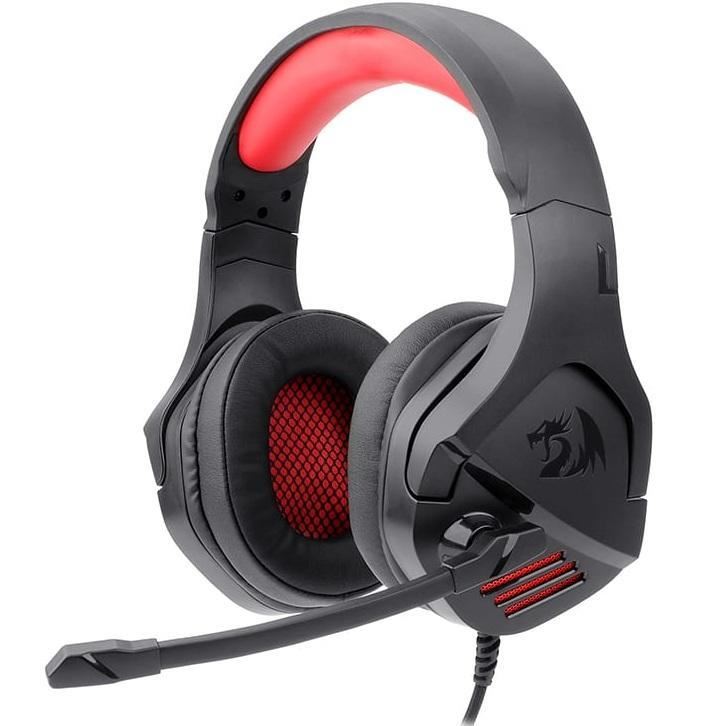 Fotografie Casti gaming Redragon Theseus, iluminare rosie, difuzoare 53mm, jack 2x3.5mm + USB