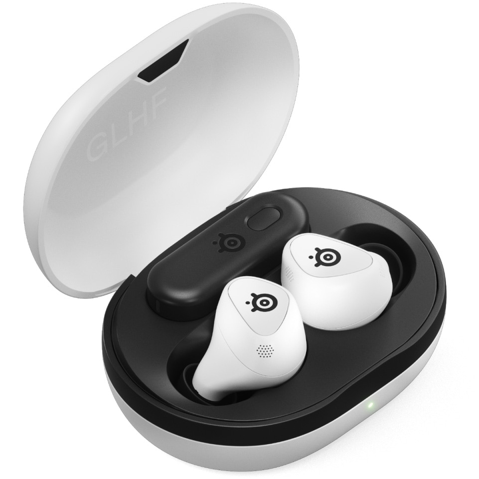 Fotografie Casti gaming wireless in-ear SteelSeries Arctis GameBuds pentru PC, PS4|5, Switch, iPhone, Android, Mac, Tablet, Meta Quest 2/3, negru, Quick Switch 2.4GHZ + Bluetooth, USB-C, ANC, autonomie pana la 10 ore, alb