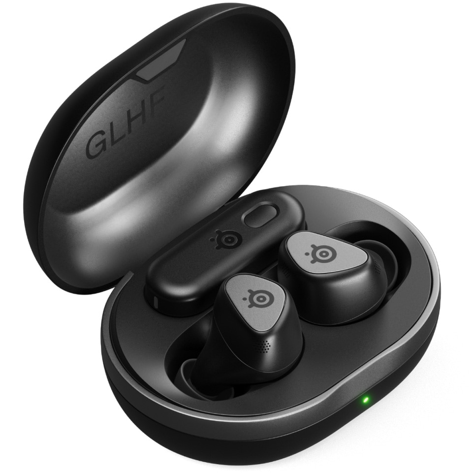 Fotografie Casti gaming wireless in-ear SteelSeries Arctis GameBuds pentru pentru PC/Xbox Series X|S and Xbox One/PS4|5, Switch, iPhone, Android, Mac, Tablet, Meta Quest 2/3, Quick Switch 2.4GHZ + Bluetooth, USB-C, ANC, autonomie pana la 10 ore, negru