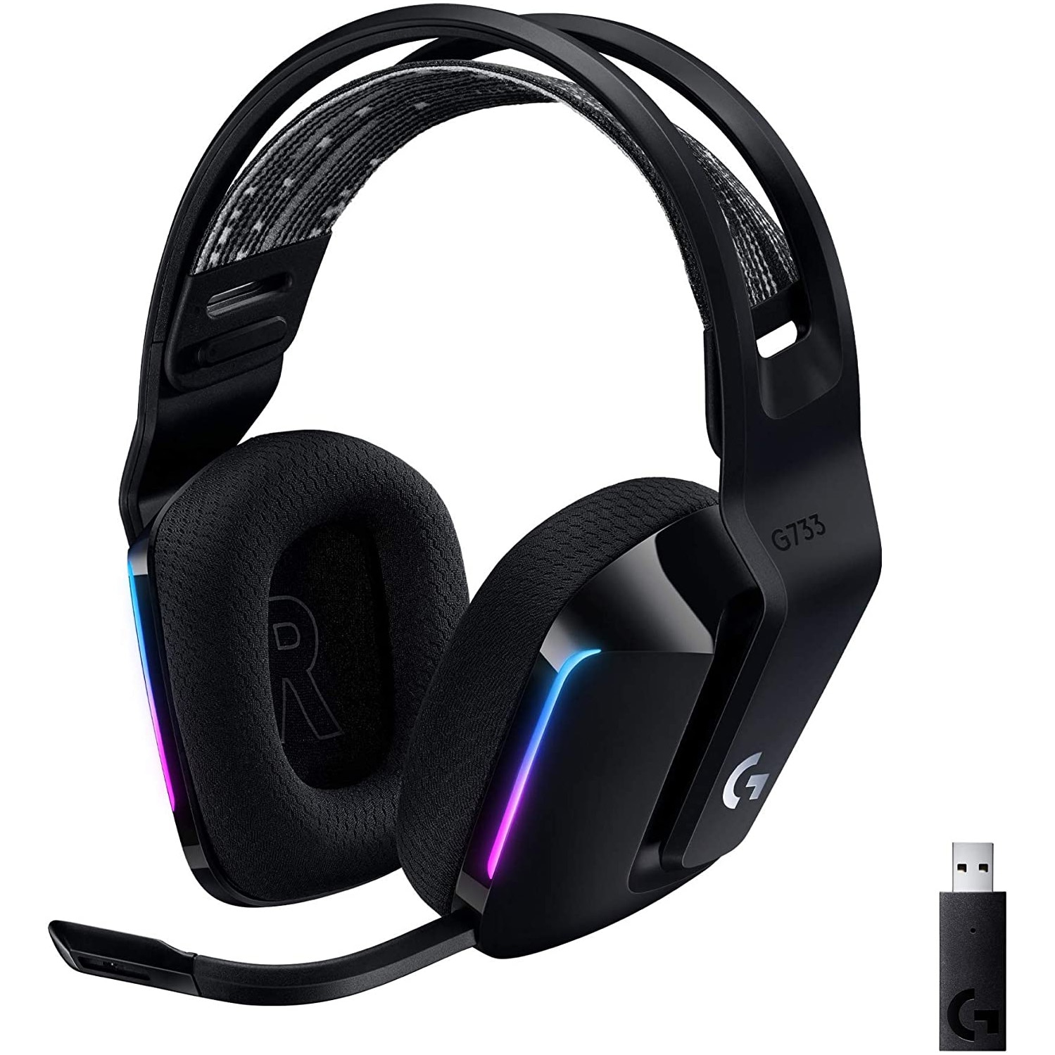 Fotografie Casti gaming wireless Logitech G733, ultrausoare, Lightsync RGB, Negru