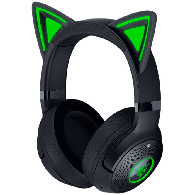 Fotografie Casti gaming wireless Razer Kraken Kitty V2 BT, 2 zone iluminare Razer Chroma RGB, autonomie pana la 40h cu incarcare Type C, Negru