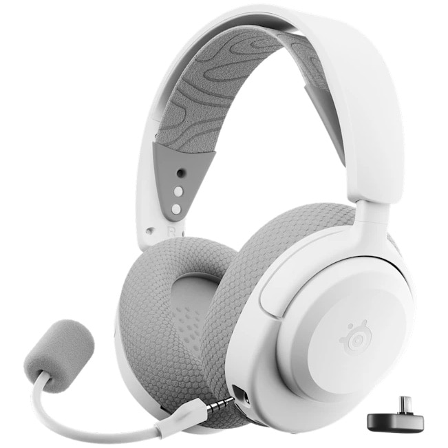 Fotografie Casti Gaming Wireless SteelSeries Arctis Nova 3, PlayStation, Multiplatforma, USB/Wireless/Bluetooth, super fast charge, autonomie pana la 40 ore, Alb