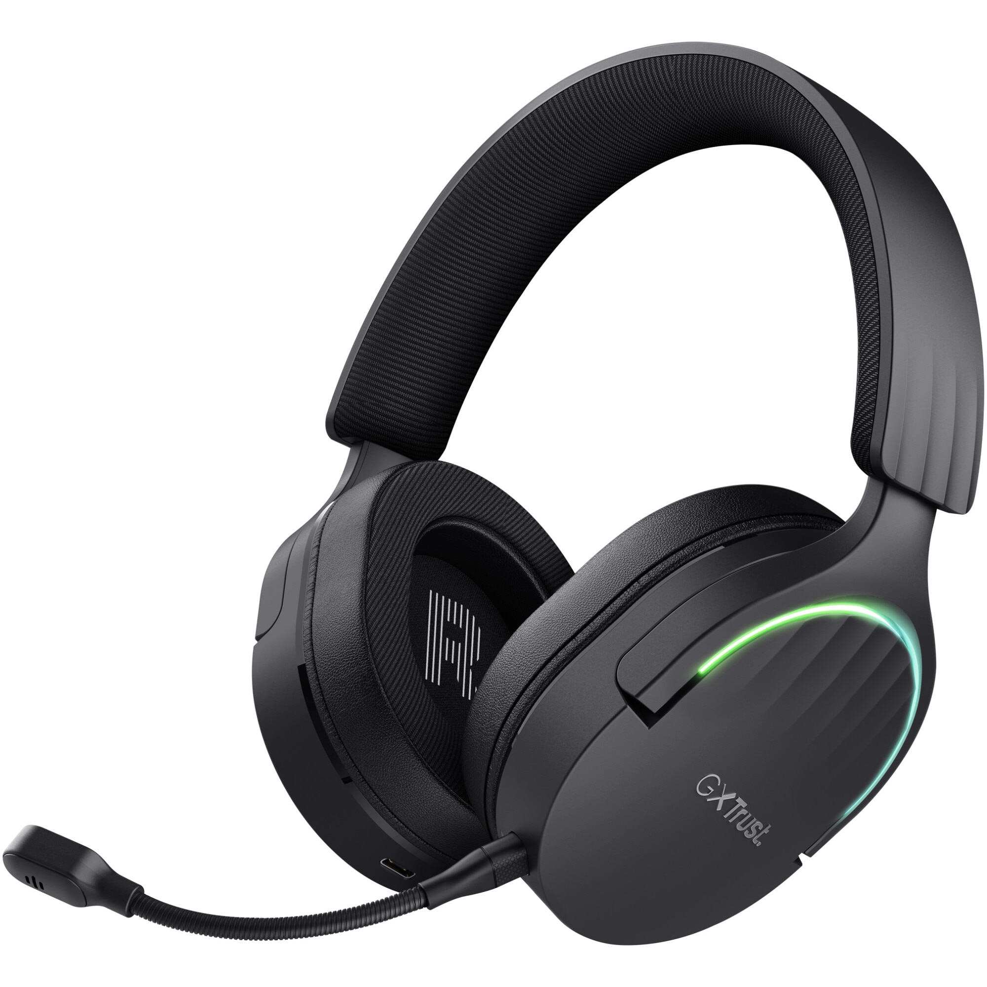 Fotografie Casti Gaming Wireless Trust GXT491 FAYZO, headset, 7.1 USB Surround Sound, RGB, autonomie pana la 22 de ore, noise cancelling, microfon, compatibil laptop, PS5, PS4, Negru