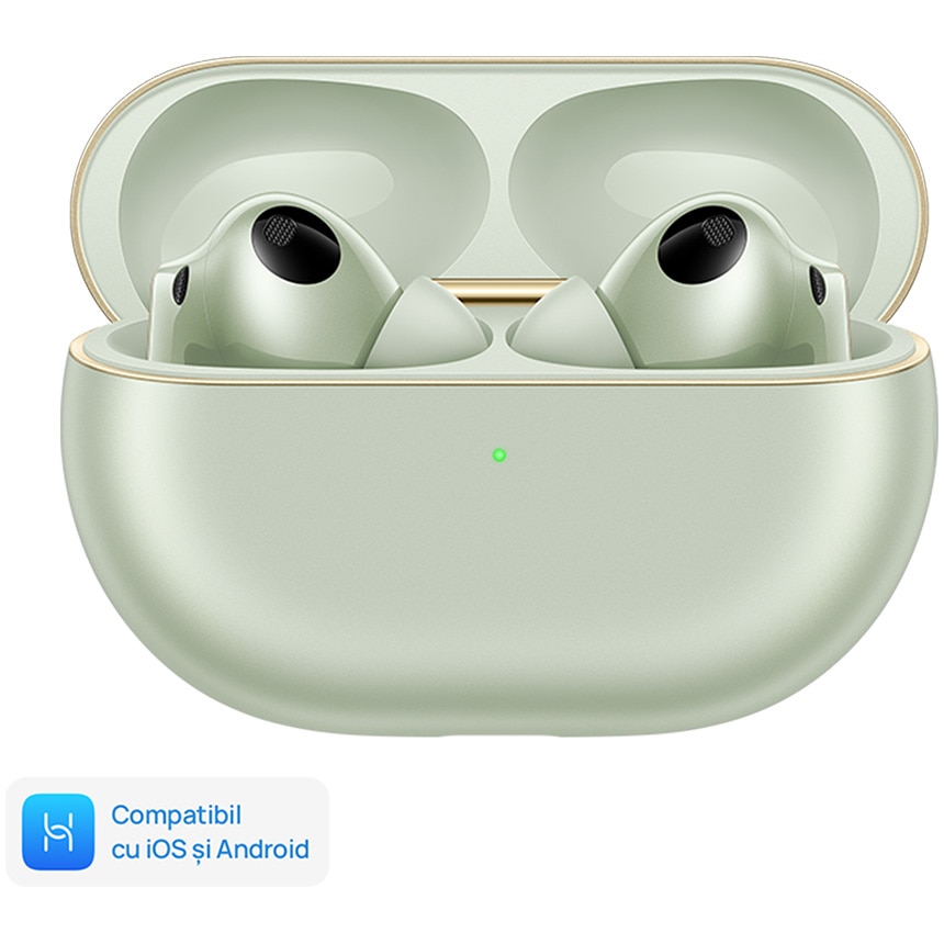 Fotografie Casti In-Ear HUAWEI FreeBuds Pro 4, True Wireless, Hybrid ANC, Bluetooth, IPX54, Multi point connection, Automonie 33h, Carcasa incarcare wireless, Green