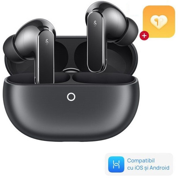 Fotografie Casti In-Ear HUAWEI FreeBuds Pro 5, True Wireless, Dual Engine AI Sensing ANC, Bluetooth, IP57, Multi point connection, Autonomie 38h, Carcasa incarcare wireless, Grey + 1 Year Loss Care