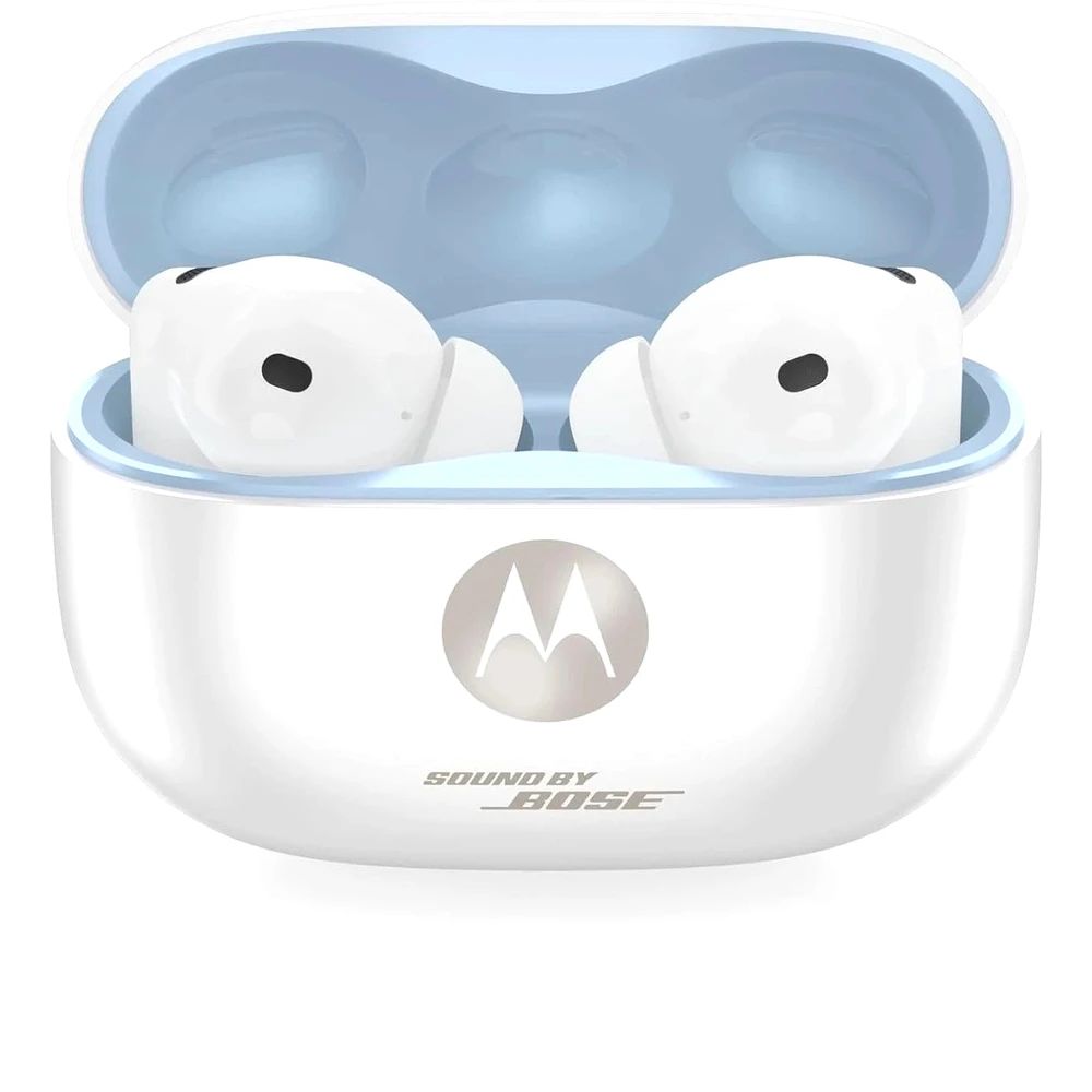 Fotografie Casti in-ear Moto Buds 2 Plus, True Wireless, Sound by Bose, Bluetooth 6.0, Dynamic ANC, Hi-Res Sound, CrystalTalk AI, 3 microfoane, Cool White