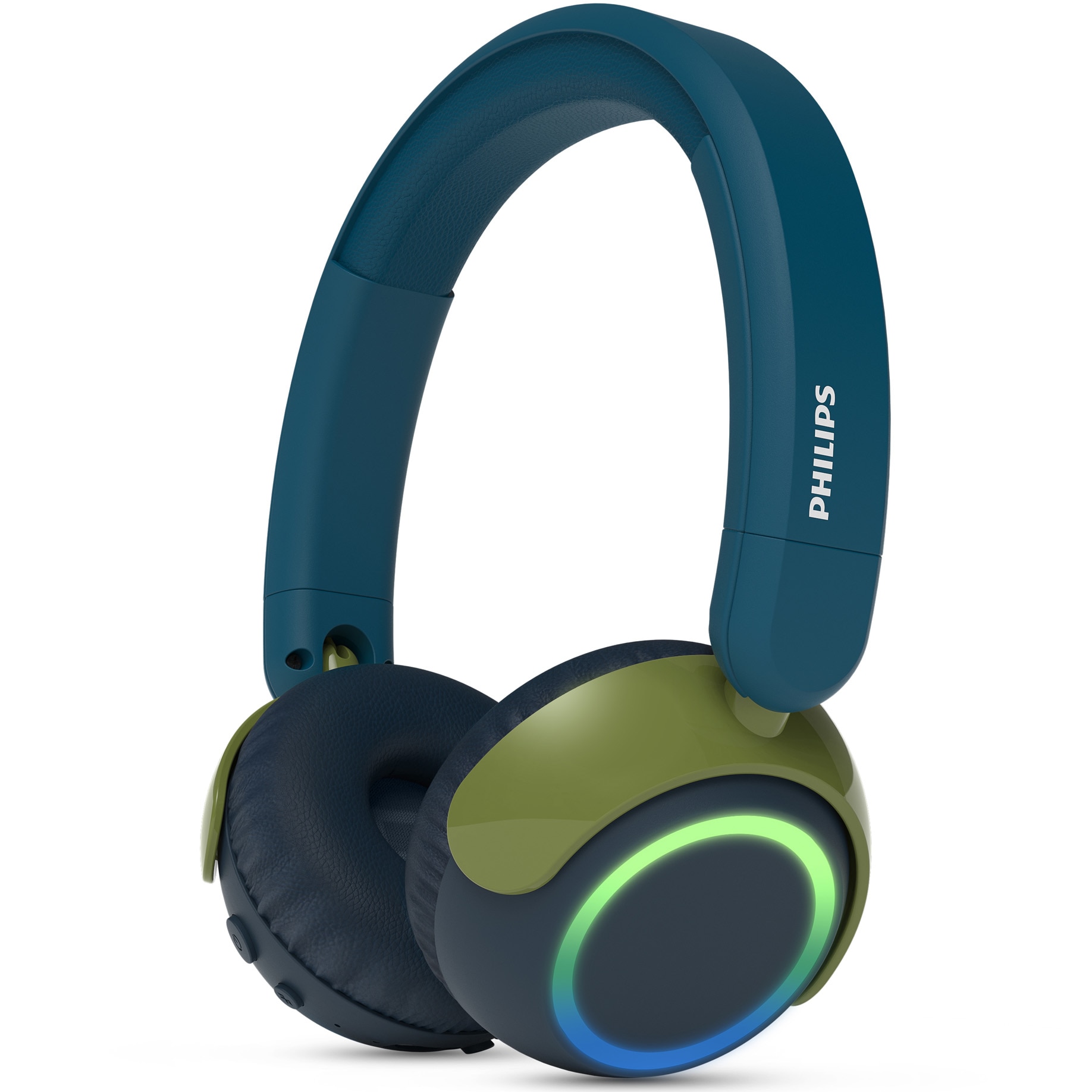Fotografie Casti pentru copii On-Ear PHILIPS TAK4200CT/00, Wireless, Bluetooth, Microfon, Lumini LED, Turcoaz