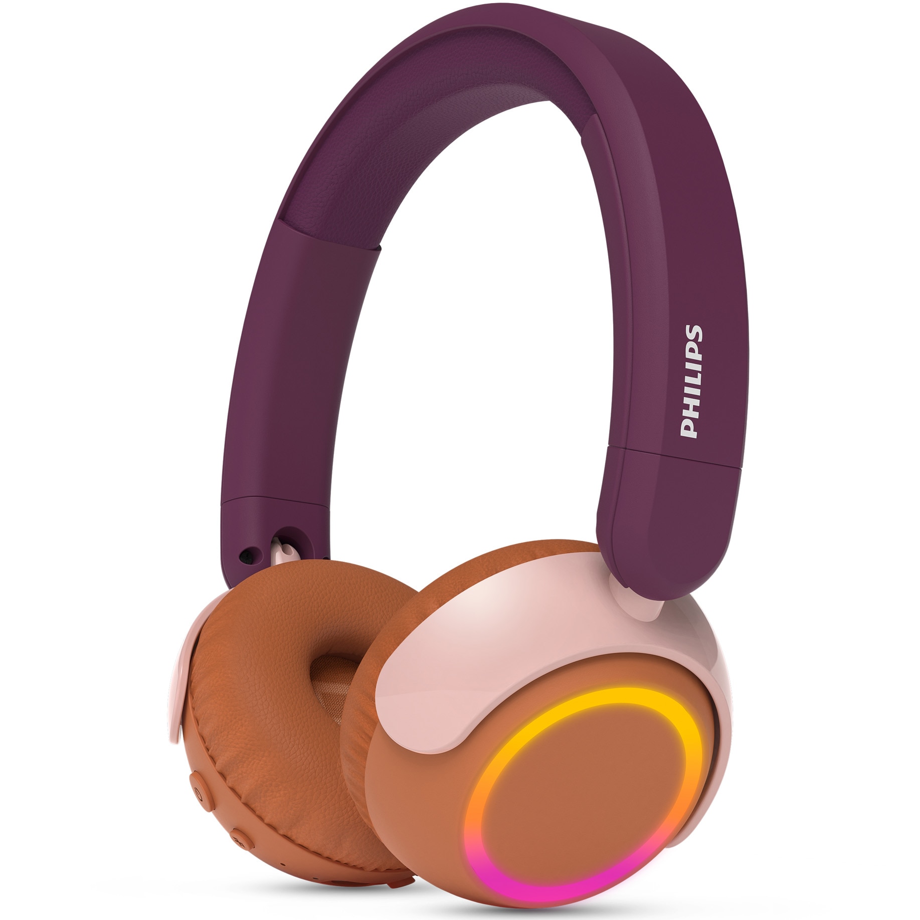 Fotografie Casti pentru copii On-Ear PHILIPS TAK4200MP/00, Wireless, Bluetooth, Microfon, Lumini LED, Violet