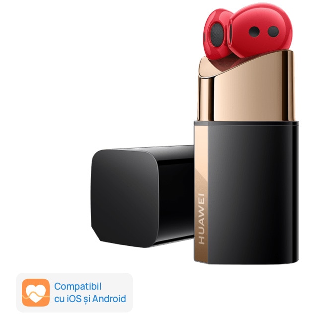 Fotografie Casti wireless Huawei Freebuds Lipstick, Active Noise Cancelling, Red Edition