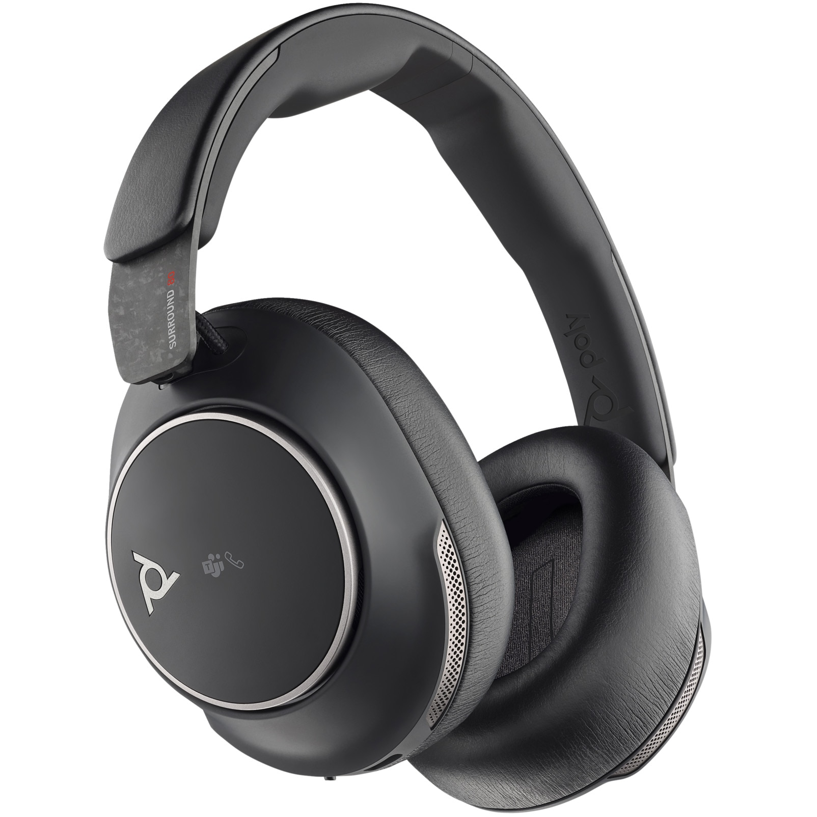 Fotografie Casti wireless Poly Voyager Surround 80 UC, 6 microfoane + 4 pentru active noise cancelling, certificate Microsoft Teams, adaptoare Bluetooth si USB-C/A, comenzi touch, aplicatie mobila Poly Lens, negru