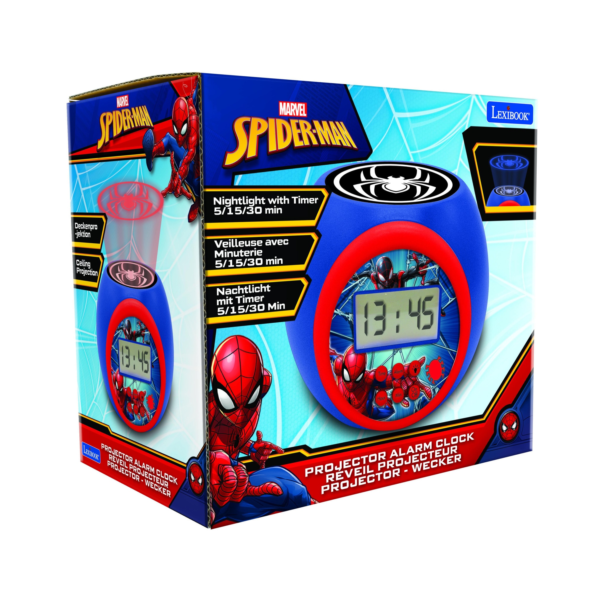 Fotografie Ceas desteptator Lexibook - Spider-Man, cu proiector