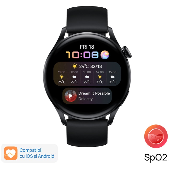 Fotografie Ceas smartwatch Huawei Watch 3, 46mm, Active, Black